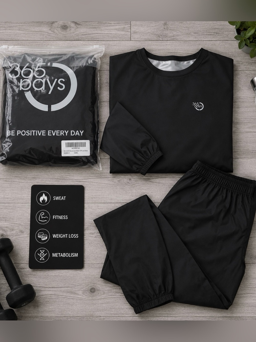 Women’s Black Sweat Suit / Sauna Suit Set | Size: Large – New in Bag